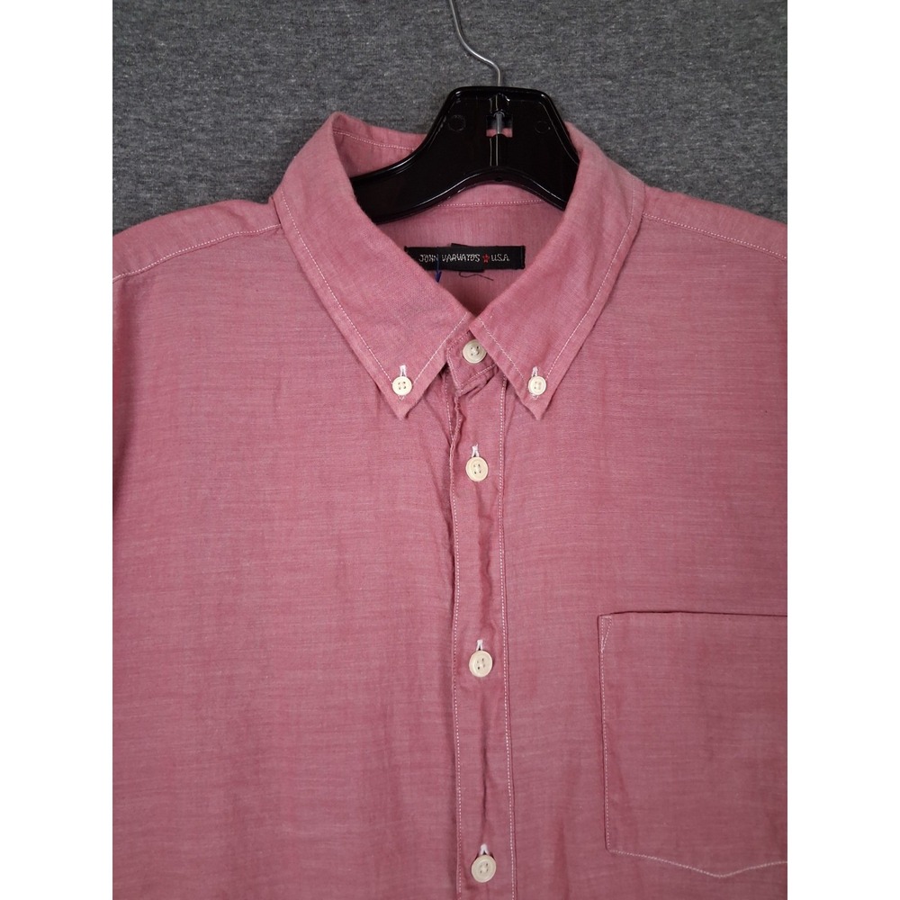 John Varvatos Mens Shirt Large Pink Red Button Up Cotton Capsule Dress Casual